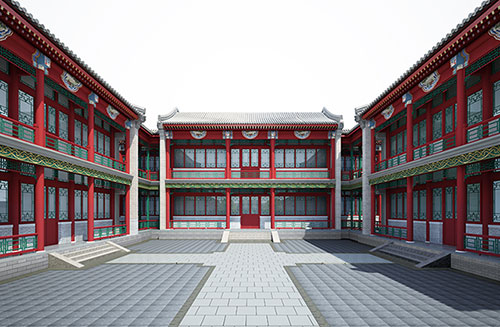 合川北京四合院设计古建筑鸟瞰图展示