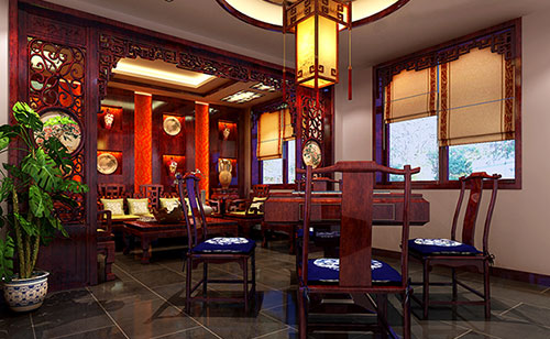 合川古典中式风格茶楼包间设计装修效果图